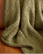 Chunky Hand Knit Wool Throw - Olive