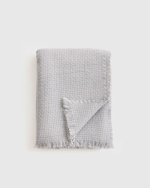 Ultra Luxe Basketweave Throw - Blue Fog