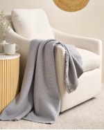 Ultra Luxe Basketweave Throw - Blue Fog