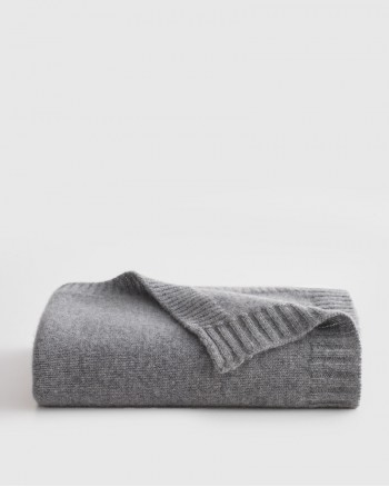 Luxe Knit Cashmere Baby Blanket - Heather Grey