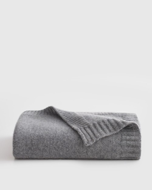 Luxe Knit Cashmere Baby Blanket - Heather Grey