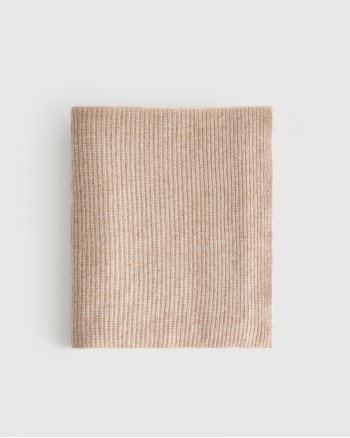 Ribbed Knit Cashmere Throw - Oatmeal