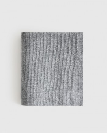 Ribbed Knit Cashmere Throw - Heather Grey