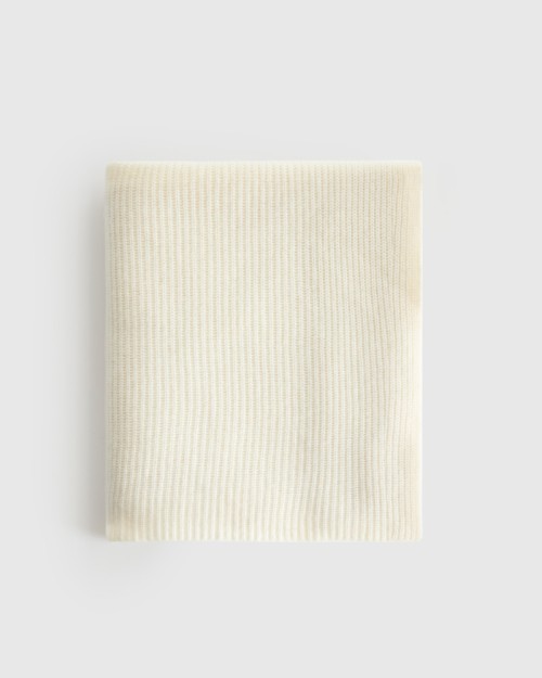 Ribbed Knit Cashmere Throw - Ivory