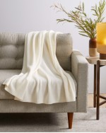 Ribbed Knit Cashmere Throw - Ivory