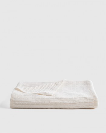 Cable Knit Cashmere Throw - Ivory