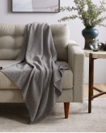 Cable Knit Cashmere Throw - Heather Grey