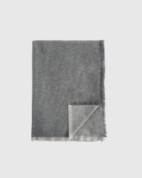 Cashmere Reversible Two Tone Throw - Light Grey/Charcoal