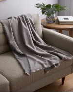 Cashmere Reversible Two Tone Throw - Light Grey/Charcoal