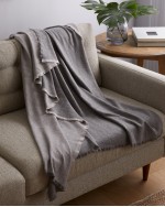 Cashmere Reversible Two Tone Throw - Light Grey/Charcoal