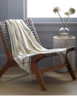 Mongolian Cashmere Plaid Throw - Ivory/Grey Plaid