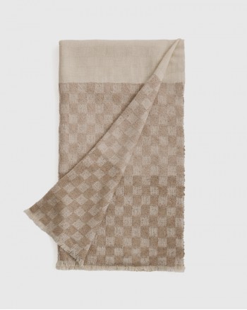 Silk Cashmere Checkered Boucle Throw - Natural