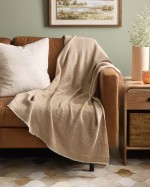 Cashmere Wool Patterned Throw - Camel