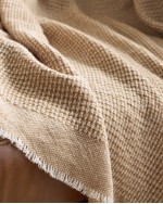 Cashmere Wool Patterned Throw - Camel