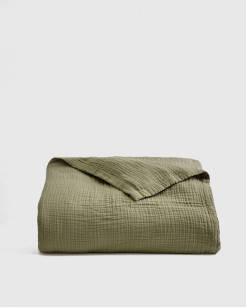 Organic Airy Gauze Blanket - Olive