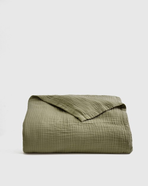 Organic Airy Gauze Blanket - Olive