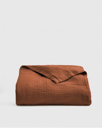 Organic Airy Gauze Blanket - Terracotta