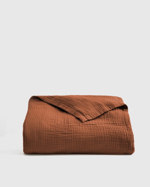 Organic Airy Gauze Blanket - Terracotta