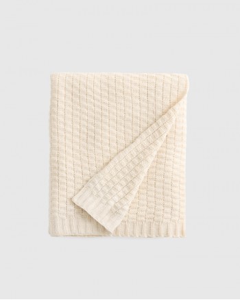 Cotton Cashmere Knit Blanket - Ivory