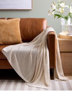 Cotton Cashmere Knit Blanket - Ivory