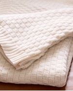 Cotton Cashmere Knit Blanket - Ivory