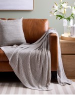 Cotton Cashmere Knit Blanket - Light Grey