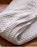 Cotton Cashmere Knit Blanket - Light Grey