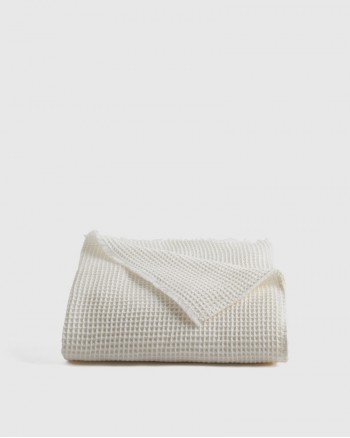 Organic Lofty Waffle Throw - White