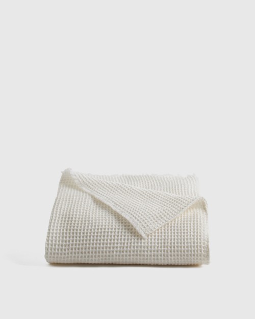 Organic Lofty Waffle Throw - White