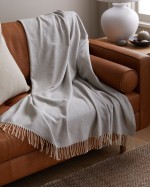 Italian Cotton Herringbone Throw - Light Grey