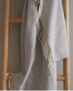 Italian Cotton Herringbone Throw - Light Grey