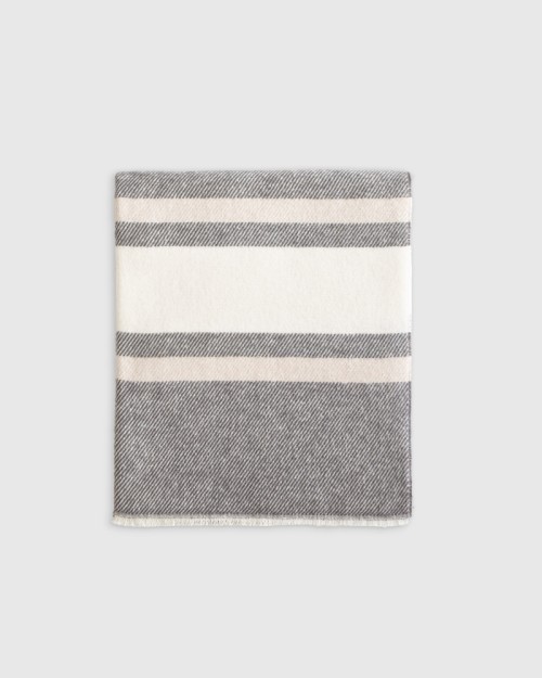 Italian Cotton Striped Throw - Charcoal