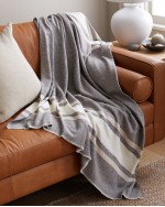 Italian Cotton Striped Throw - Charcoal