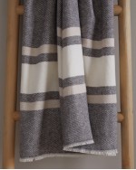 Italian Cotton Striped Throw - Charcoal