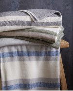 Italian Cotton Striped Throw - Charcoal