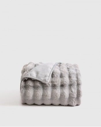 Ruched Faux Fur Throw - Glacier