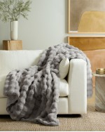 Ruched Faux Fur Throw - Glacier