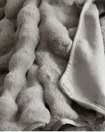 Ruched Faux Fur Throw - Glacier