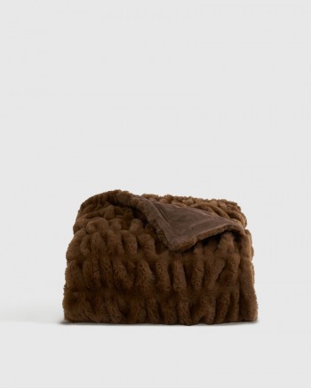 Textured Faux Fur Throw - Chocolate