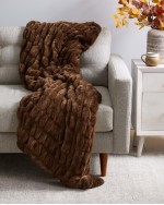 Textured Faux Fur Throw - Chocolate