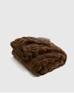 Textured Faux Fur Throw - Chocolate