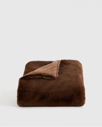 Luxury Faux Fur Throw - Truffle