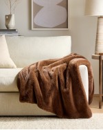 Luxury Faux Fur Throw - Truffle