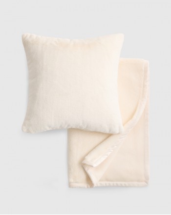 Plush Recycled Faux Fur Throw & Pillow Cover Set - Ivory