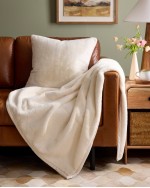 Plush Recycled Faux Fur Throw & Pillow Cover Set - Ivory