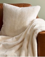 Plush Recycled Faux Fur Throw & Pillow Cover Set - Ivory