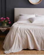 Vintage Wash European Linen Bed Cover - Oat