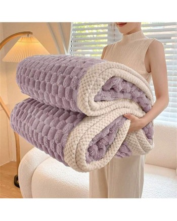 1pc Solid Color Edging Lovely Plush Blanket Soft And Cozy Skin Friendly Fleece Throw Multi Functional Blanket In Different Sizes For Travel Home Office Couch Bed Sofa Chair Double Sided Cover Suitable For All Seasons Ideal For Bedroom And Living Room Deco