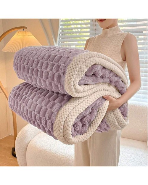 1pc Solid Color Edging Lovely Plush Blanket Soft And Cozy Skin Friendly Fleece Throw Multi Functional Blanket In Different Sizes For Travel Home Office Couch Bed Sofa Chair Double Sided Cover Suitable For All Seasons Ideal For Bedroom And Living Room Deco