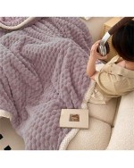 1pc Solid Color Edging Lovely Plush Blanket Soft And Cozy Skin Friendly Fleece Throw Multi Functional Blanket In Different Sizes For Travel Home Office Couch Bed Sofa Chair Double Sided Cover Suitable For All Seasons Ideal For Bedroom And Living Room Deco